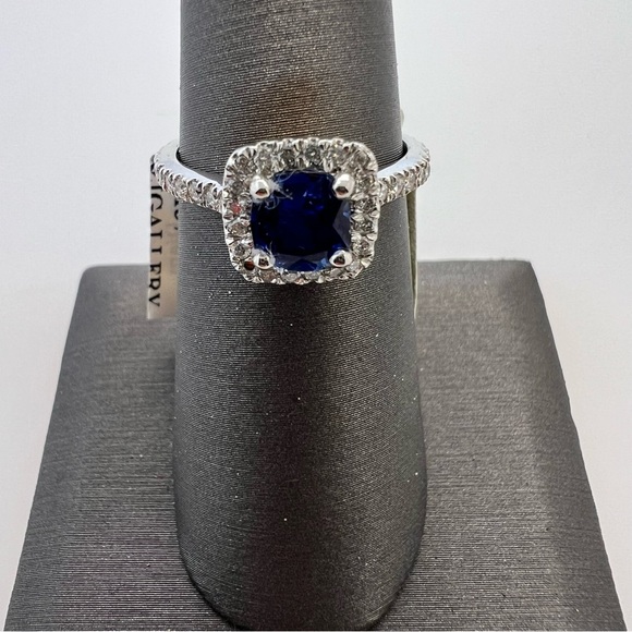 14k White Gold Diamond & Sapphire Ring - Picture 8 of 10
